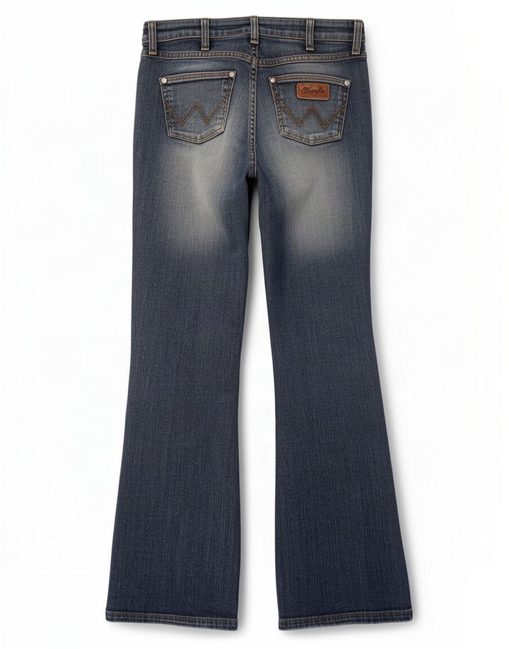 Wrangler Damen Eva Flared Jeans W27 L32 Blaue Baumwolle