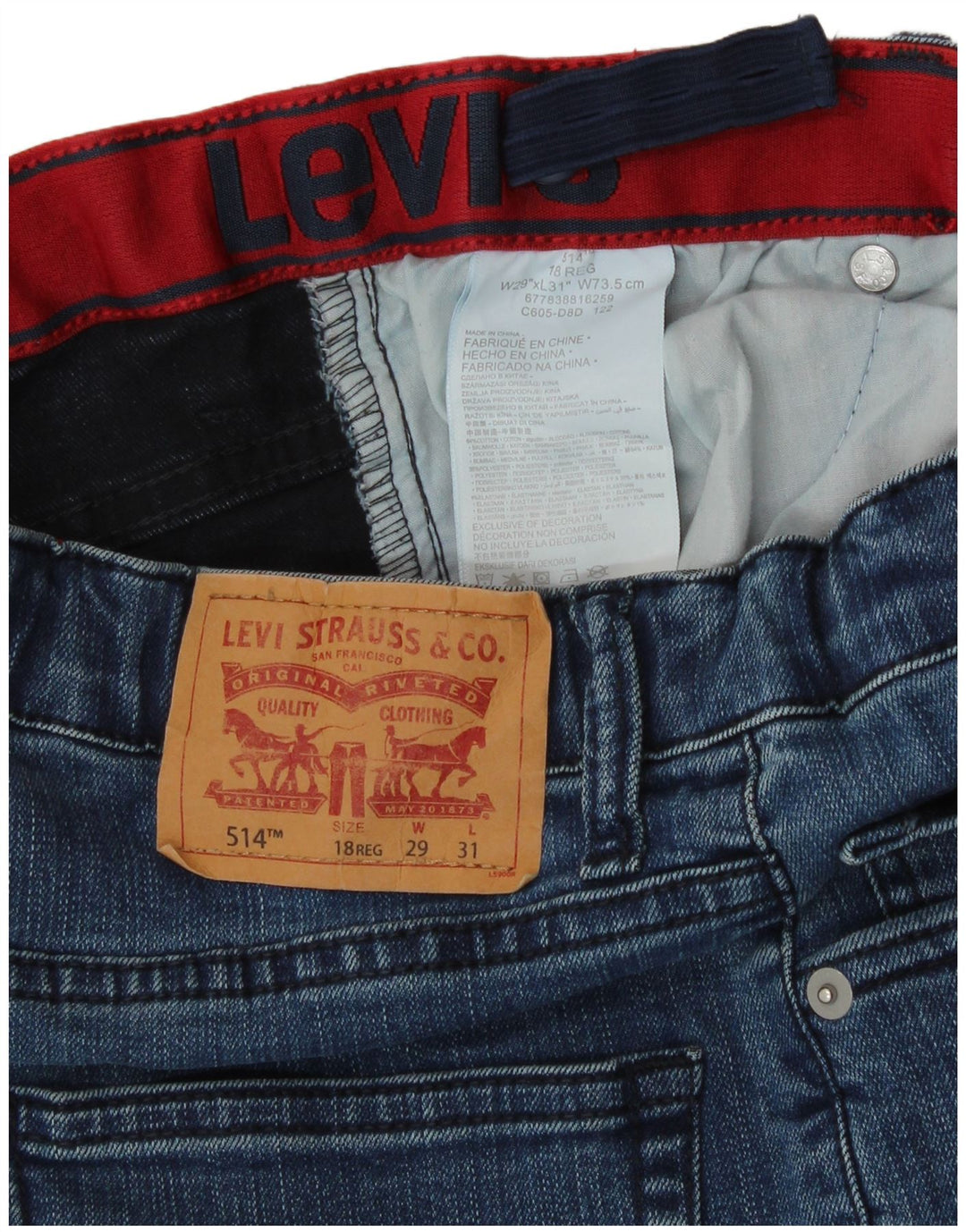 Levi's Jungen 514 Straight Jeans 15–16 Jahre W29 L31 Blaue Baumwolle