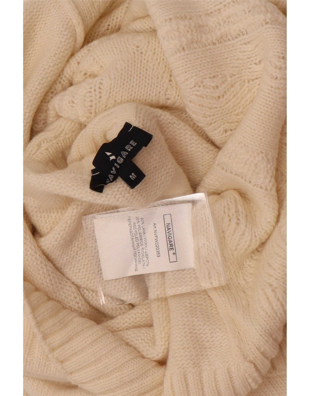 Navigare Herren-Pullover mit Rollkragen, mittelgroß, cremefarbene Wolle