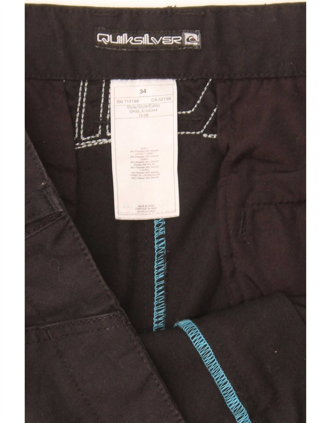 Quiksilver Herren Graphic Chino Shorts W34 Large Schwarz Polyester