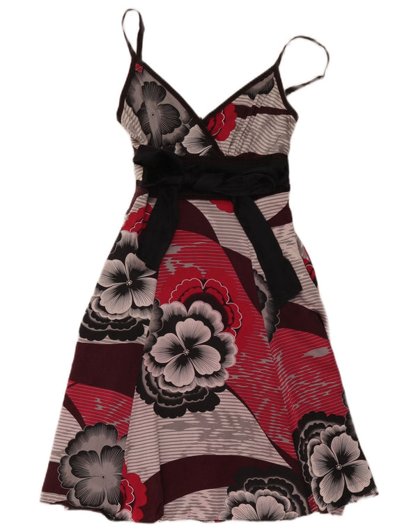 Ted Baker Damen ärmelloses A-Linien-Kleid Größe 1 XS Mehrfarbig geblümt