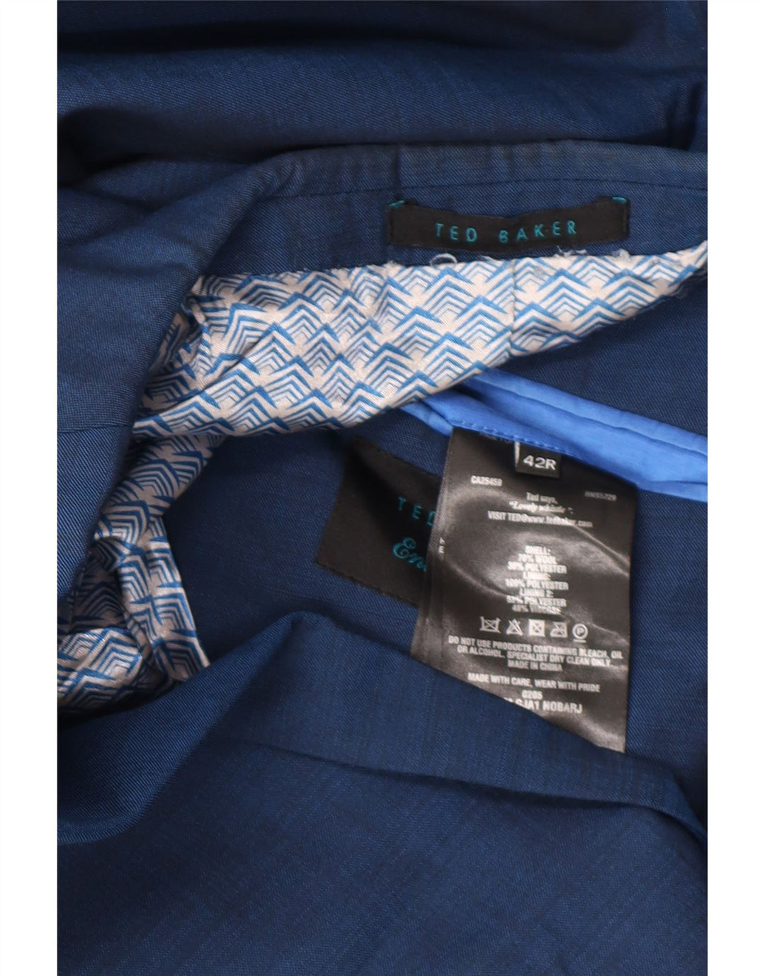 Ted Baker Herren-Blazer mit 2 Knöpfen, UK 42, XL, blaue Wolle