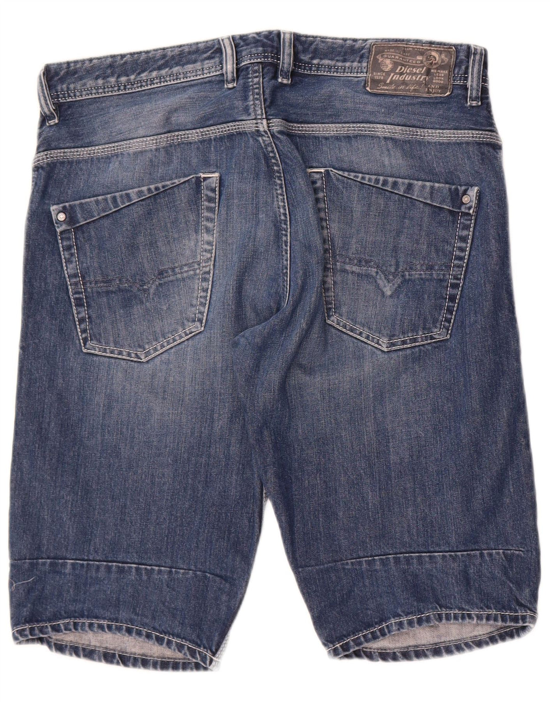 Diesel Herren Distressed Denim Shorts W33 Mittelblaue Baumwolle