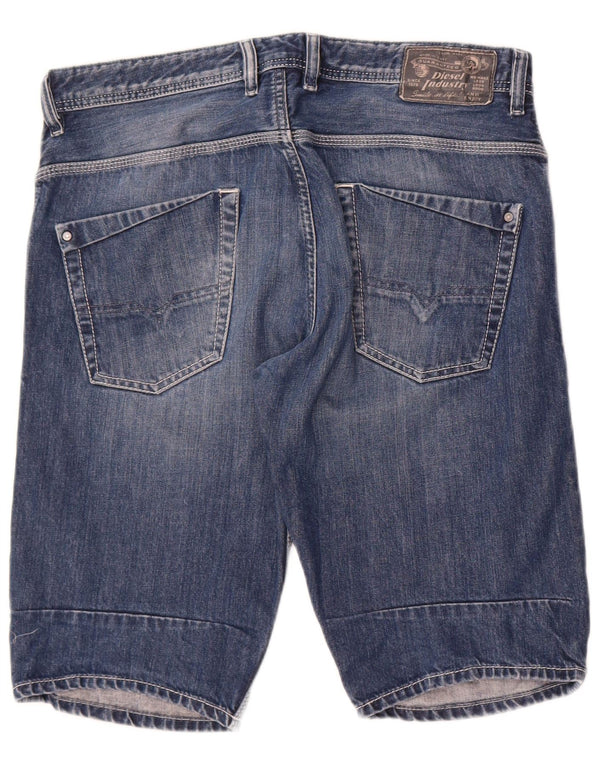 Diesel Herren Distressed Denim Shorts W33 Mittelblaue Baumwolle