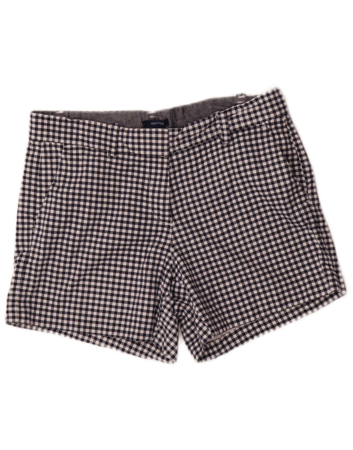 NAUTICA Damen Chino-Shorts US 6 Medium W32 Marineblaue Gingham-Baumwolle