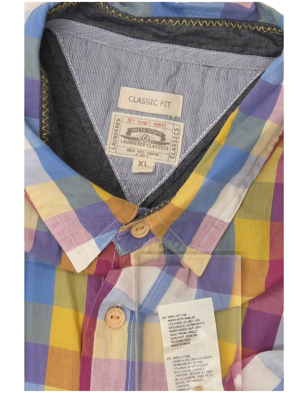 White Stuff Herren-Kurzarmhemd mit klassischer Passform, XL, mehrfarbig, Gingham
