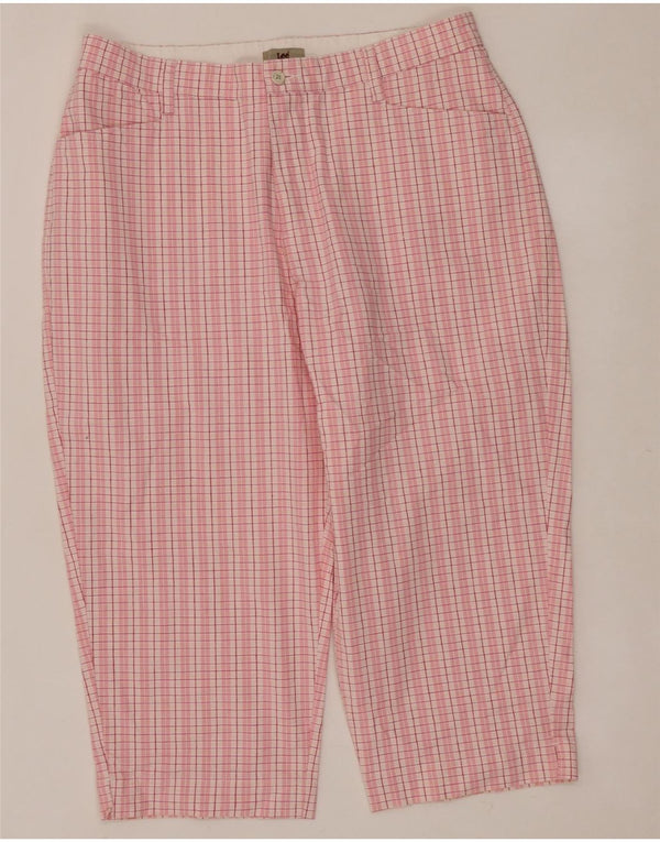 LEE Damen-Caprihose mit hoher Taille, US 16, 2XL, W34, L20, rosa kariert, Baumwolle