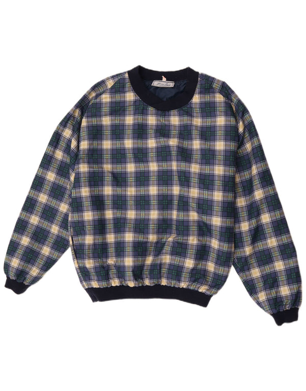 Bruce Clark Herren-Sweatshirt, mittelgroß, marineblau, kariert, Baumwolle