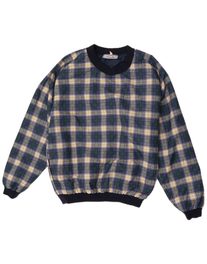 Bruce Clark Herren-Sweatshirt, mittelgroß, marineblau, kariert, Baumwolle