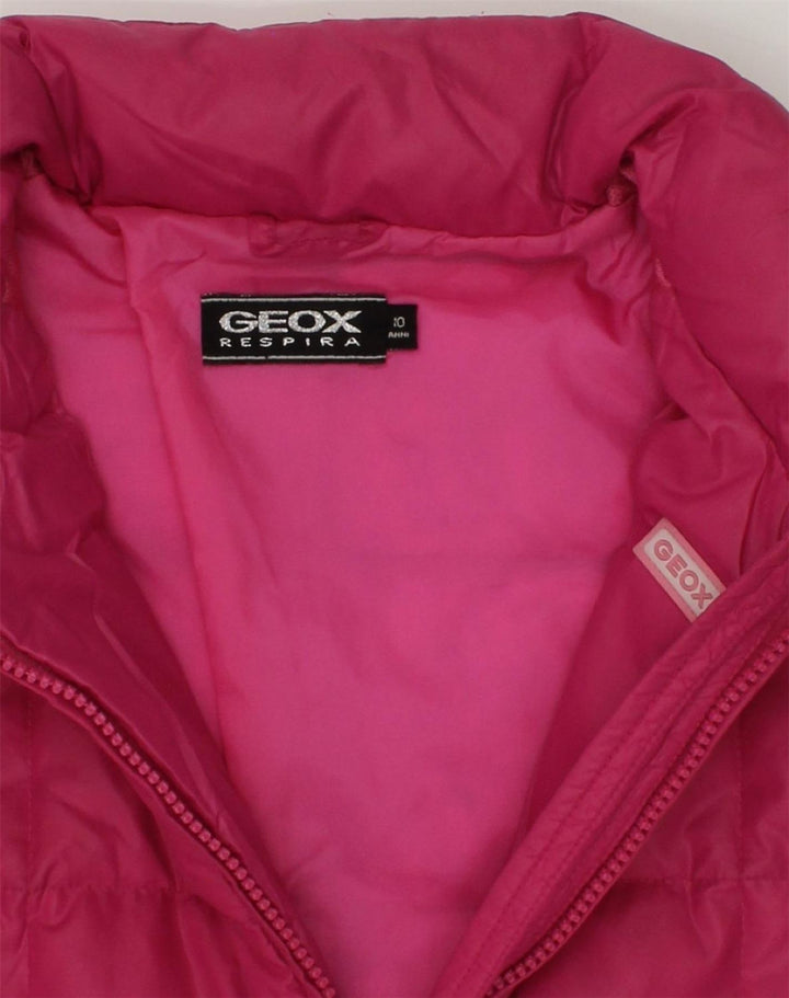 GEOX Girls Hooded Padded Jacket 9-10 Years Pink Polyamide | Vintage Geox | Thrift | Second-Hand Geox | Used Clothing | Messina Hembry 