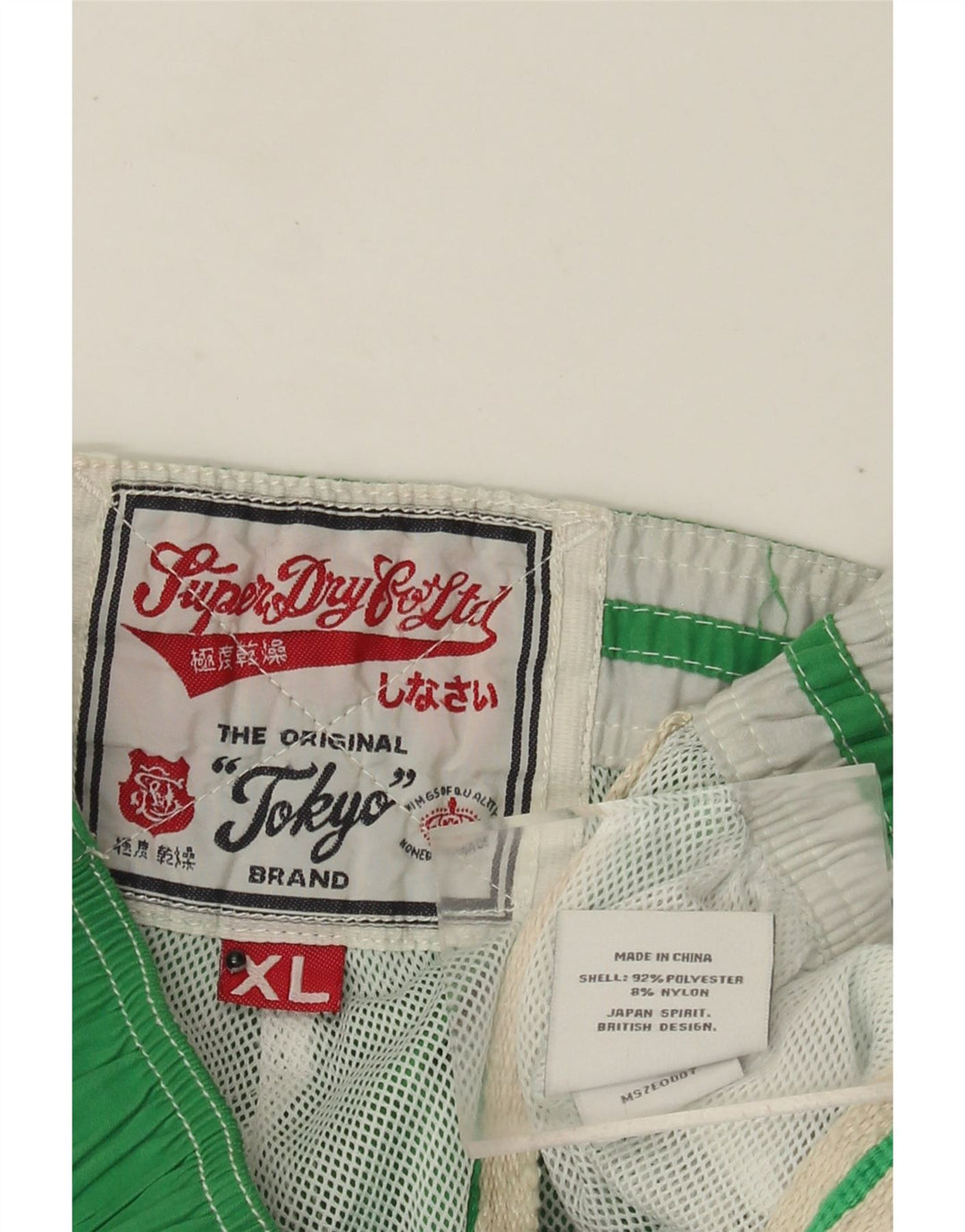 Superdry Herren-Badeshorts mit Grafik, XL, grünes Farbblock-Polyester