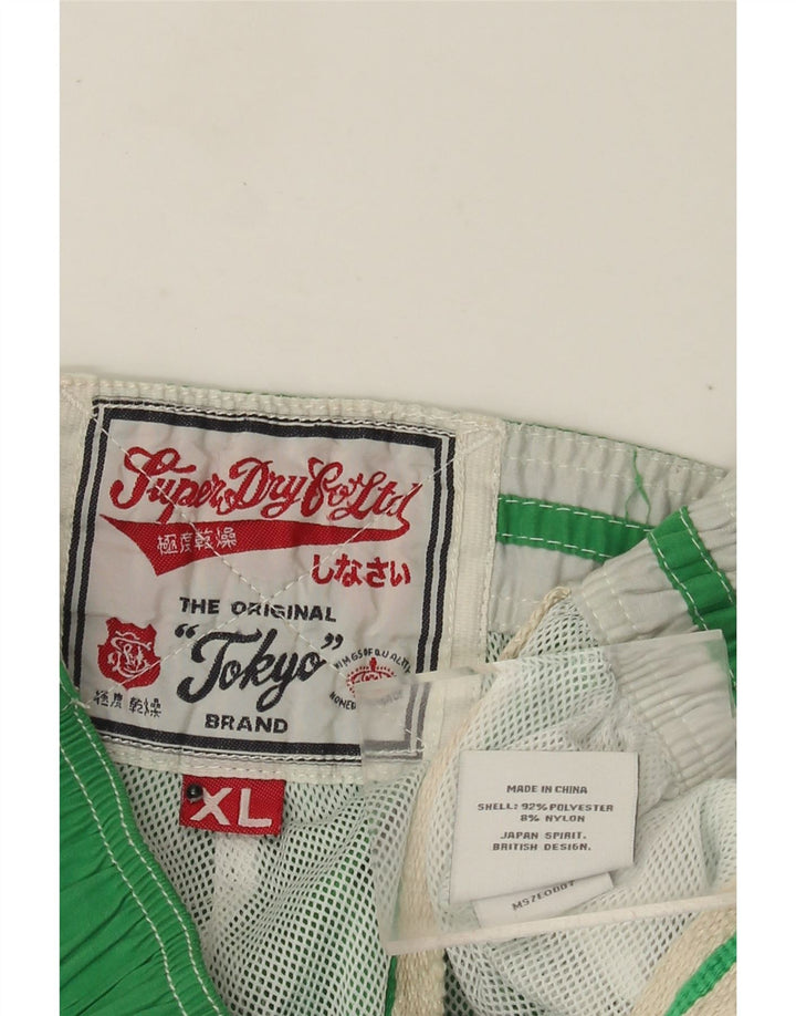 Superdry Herren-Badeshorts mit Grafik, XL, grünes Farbblock-Polyester