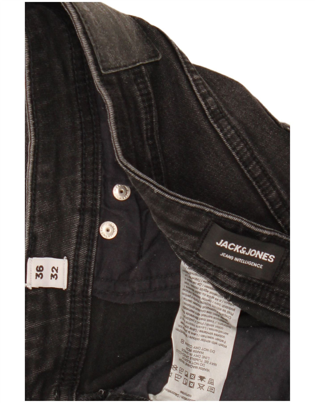 JACK & JONES Herren GLENN Slim Jeans W36 L32 Schwarze Baumwolle