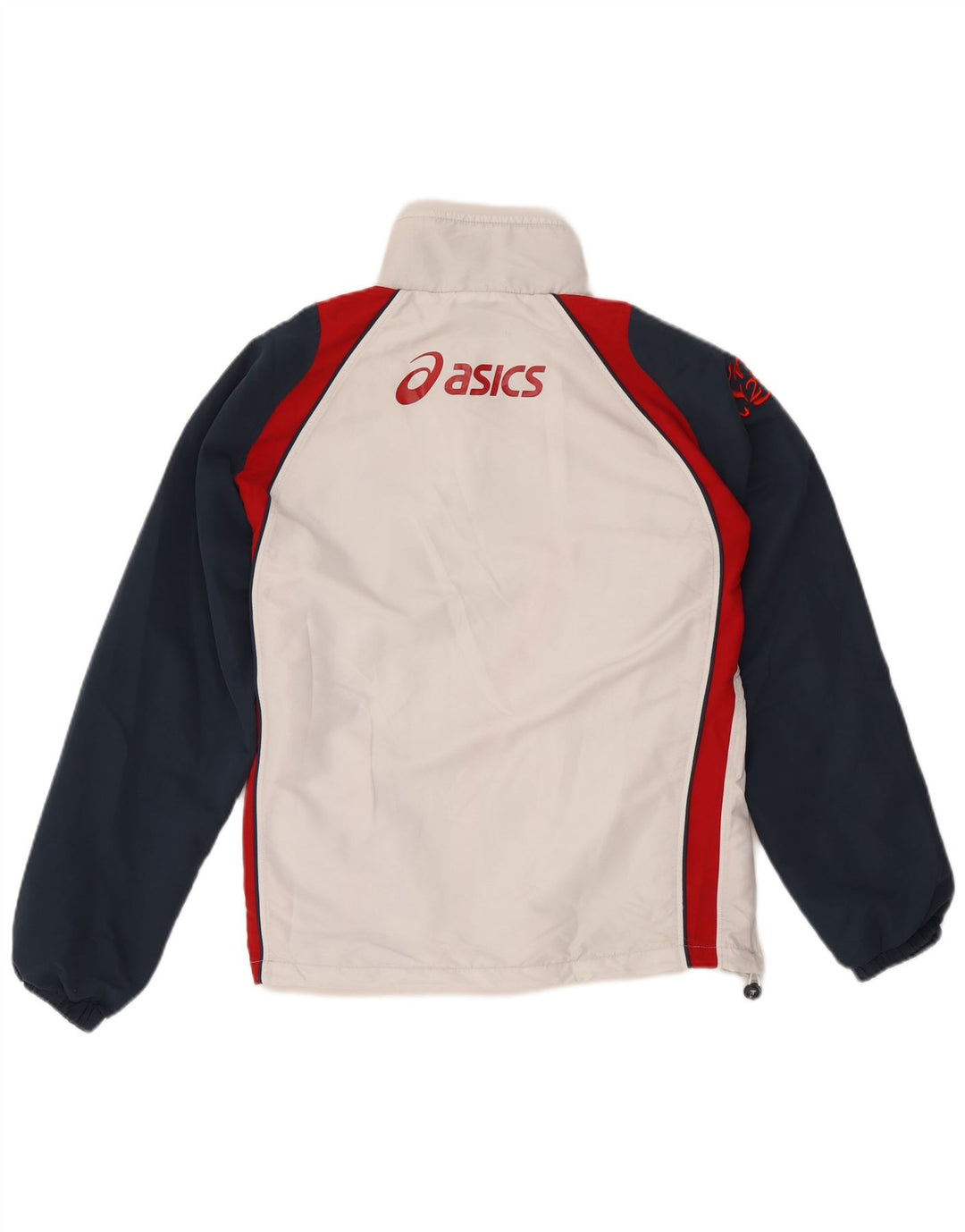 Asics Herren-Trainingsanzug mit grafischem Oberteil, XL, weißes Farbblock-Polyester
