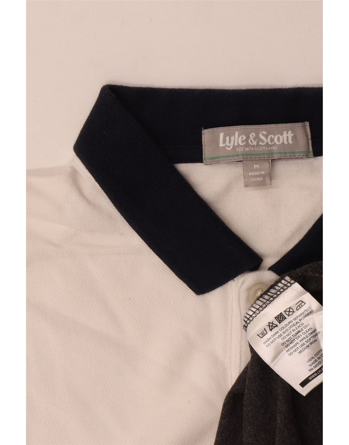 Lyle & Scott Herren-Poloshirt aus mittelweißer Colourblock-Baumwolle