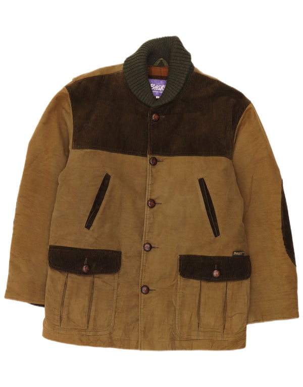 Vintage Herren Utility Jacke IT 48 Mittelbeige Farbblock