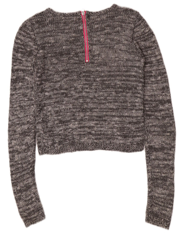 Hollister Crop-Pullover mit U-Boot-Ausschnitt für Damen, UK 12, Mittelgrau meliert