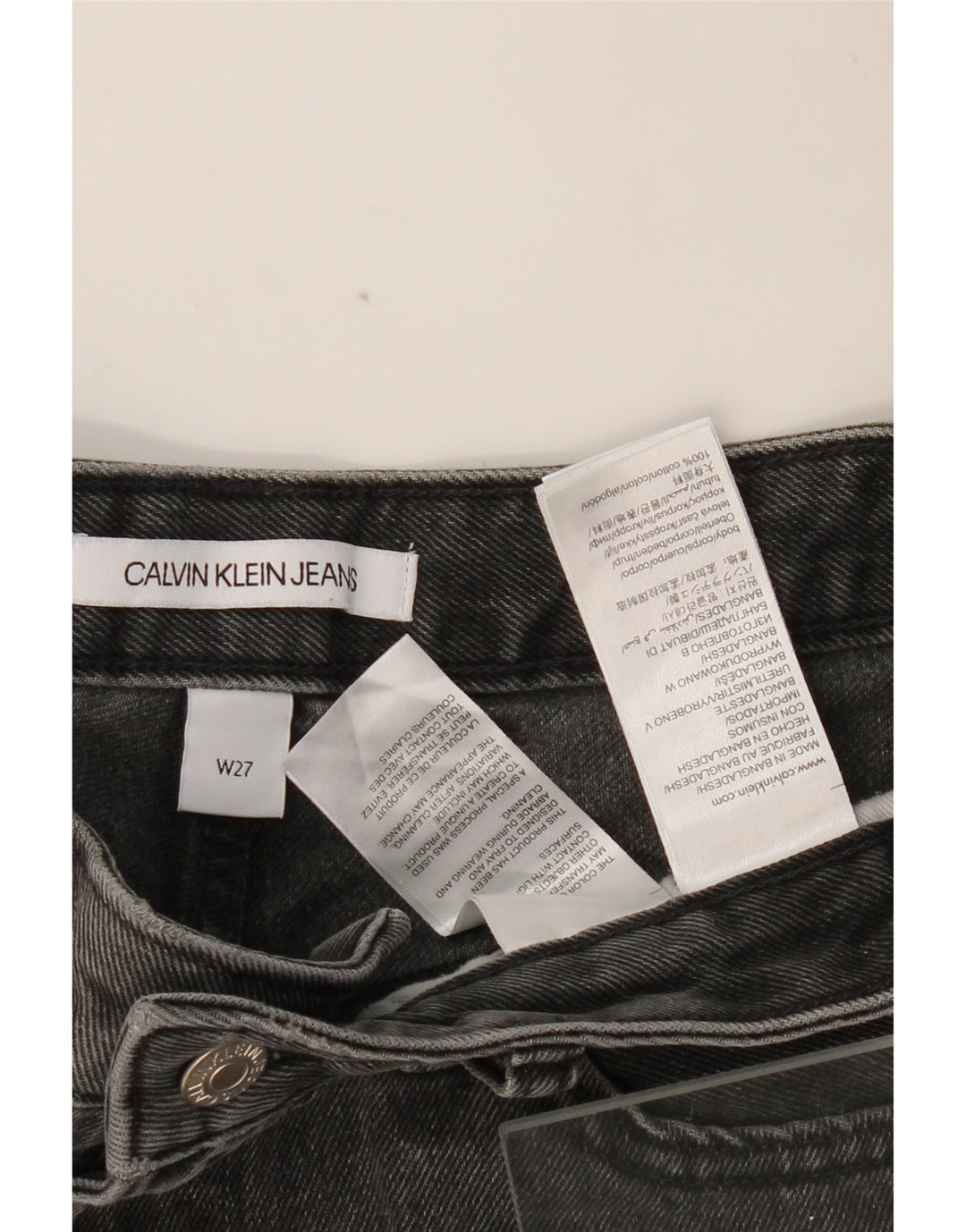 CALVIN KLEIN Damen Jeansshorts W27 Small Graue Baumwolle