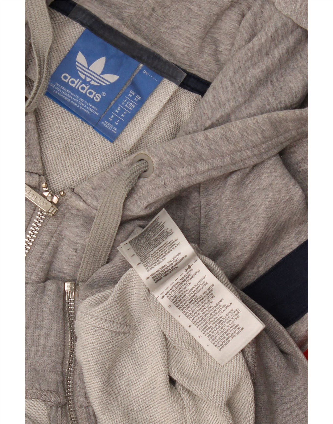 Adidas Herren-Kapuzenpullover mit Reißverschluss, Mittelgrau, Colourblock-Baumwolle