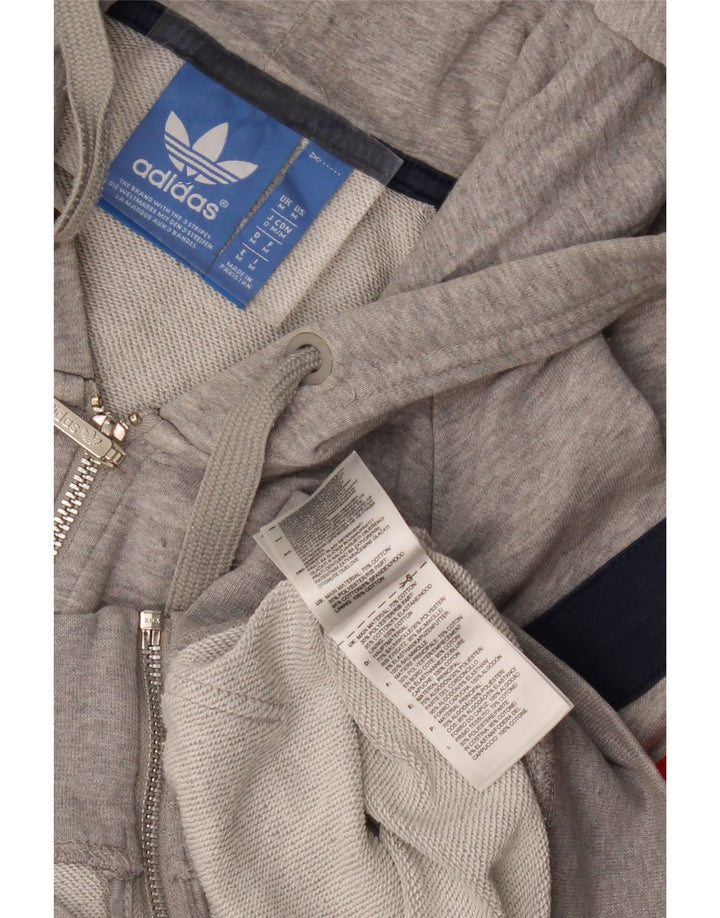 Adidas Herren-Kapuzenpullover mit Reißverschluss, Mittelgrau, Colourblock-Baumwolle