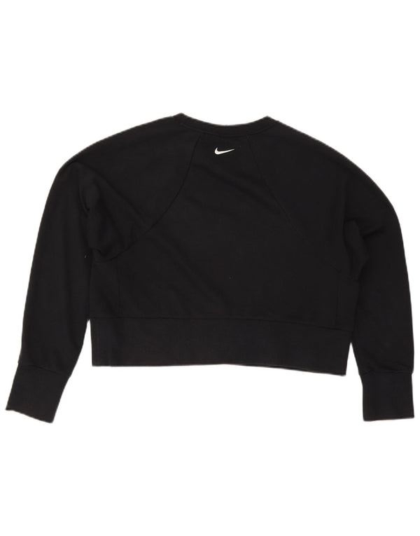 Nike Womens Crop Graphic Oversized Sweatshirt Pullover UK 10 Small Schwarz