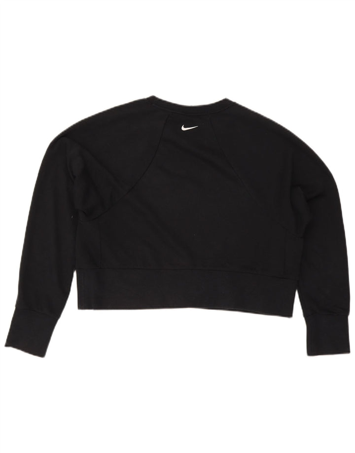 Nike Womens Crop Graphic Oversized Sweatshirt Pullover UK 10 Small Schwarz
