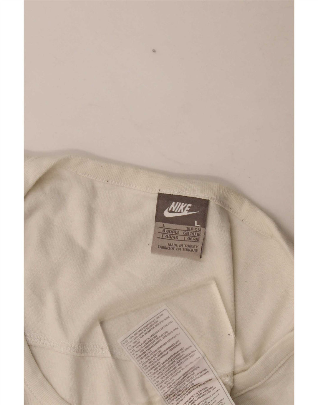 Nike Damen Top Langarm UK 14/16 Large Off White Cotton