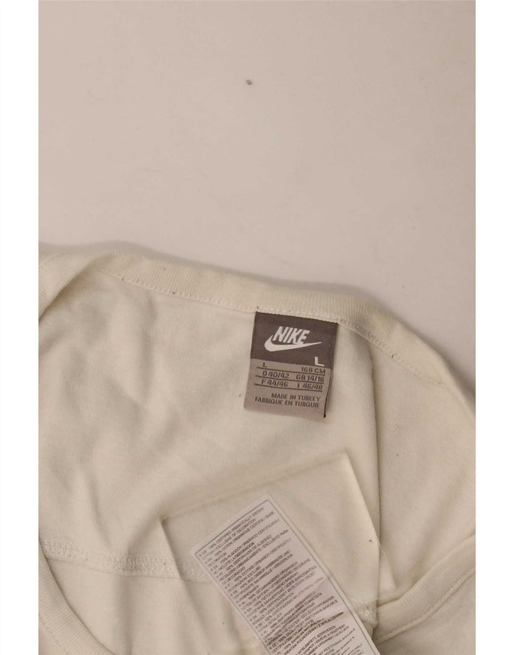Nike Damen Top Langarm UK 14/16 Large Off White Cotton