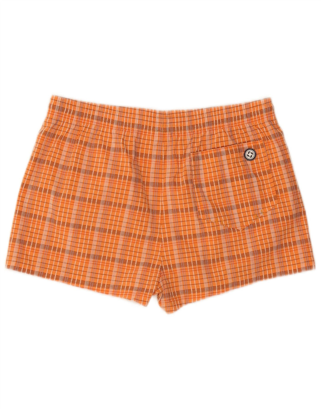 COLMAR Herren Badeshorts IT 48 Mittelorange karierte Baumwolle