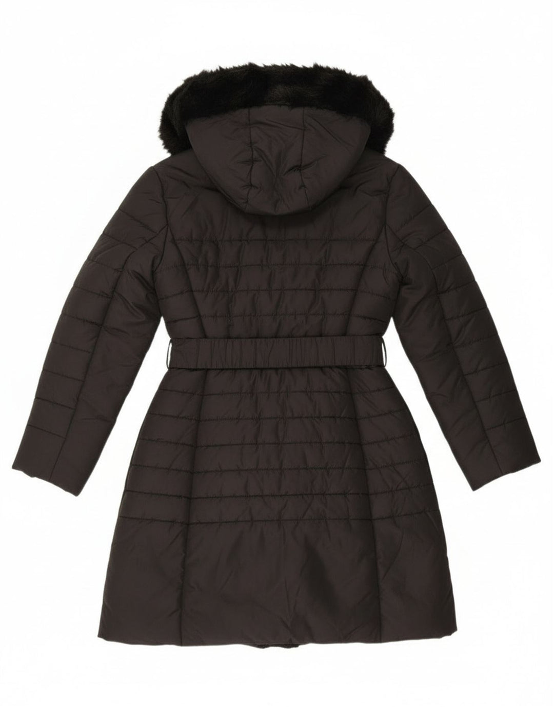 French Connection Wattierter Damenmantel mit Kapuze, UK 12, Mittelschwarz, Polyester
