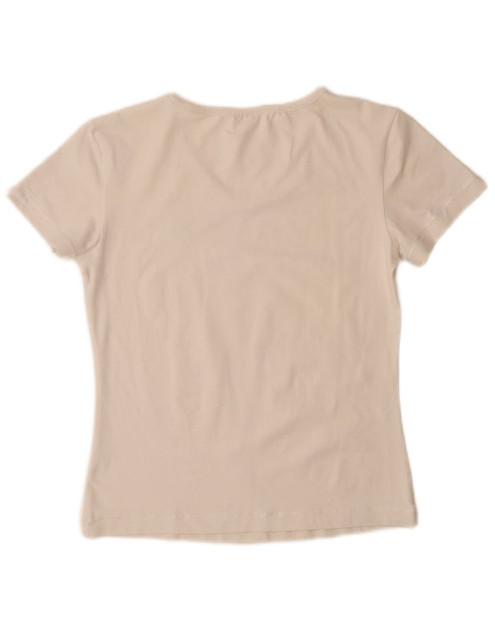 Adidas Damen T-Shirt Top UK 14 Medium Off White Polyamid