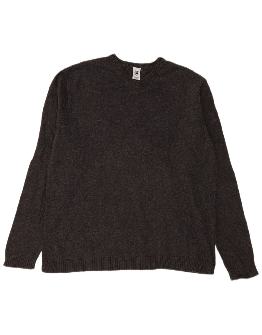 Gap Herren-Pullover mit V-Ausschnitt aus mittelgrauer Baumwolle
