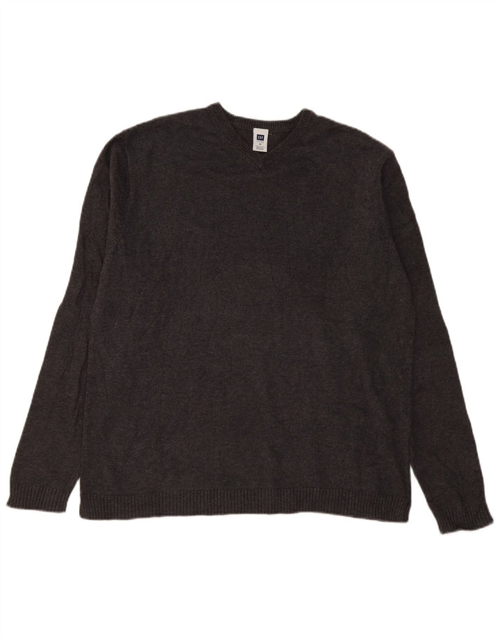 Gap Herren-Pullover mit V-Ausschnitt aus mittelgrauer Baumwolle