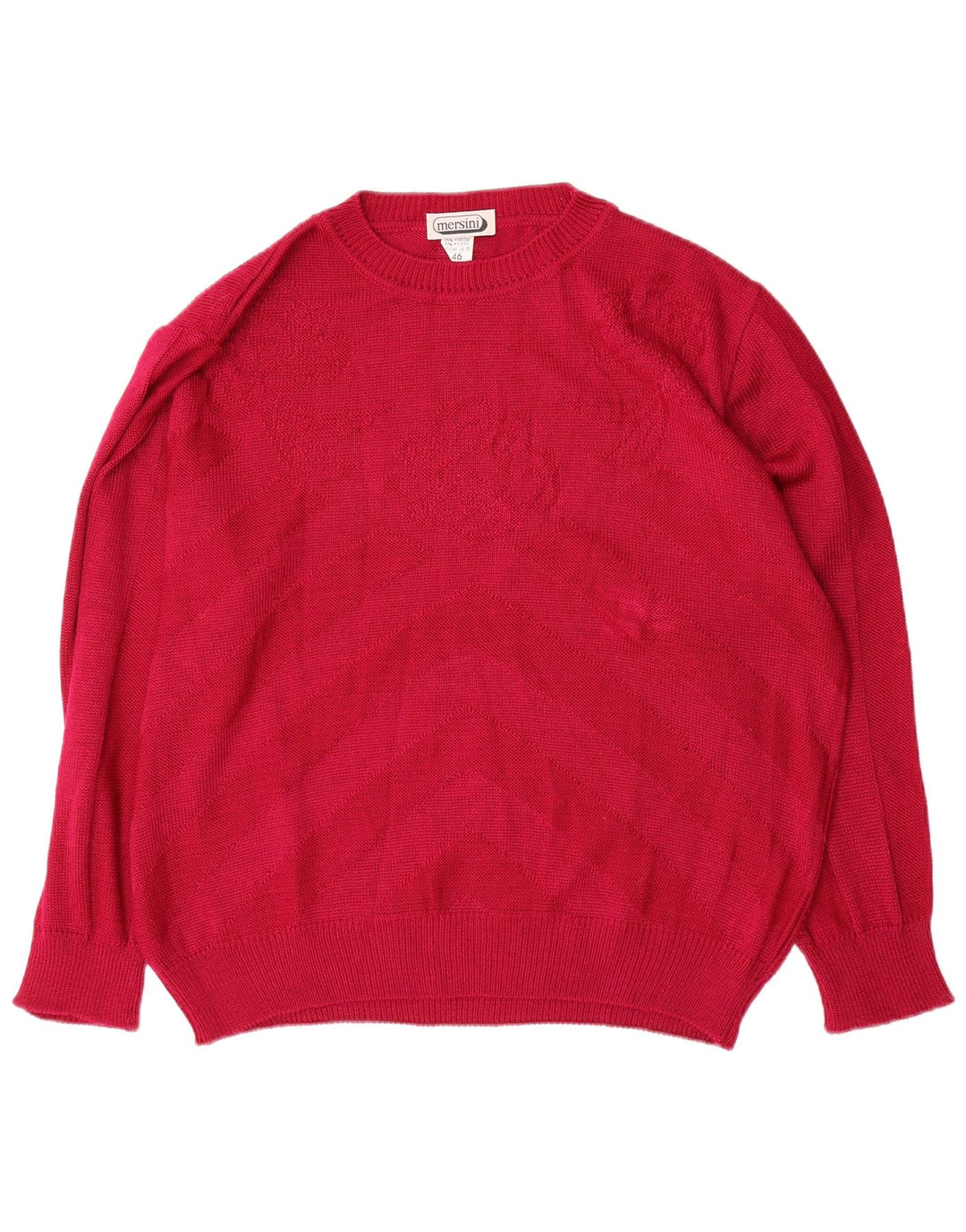 Vintage Damen Übergroßer Pullover mit Rundhalsausschnitt IT 46 Großer roter Chevron