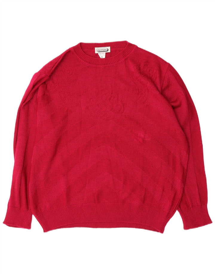 Vintage Damen Übergroßer Pullover mit Rundhalsausschnitt IT 46 Großer roter Chevron