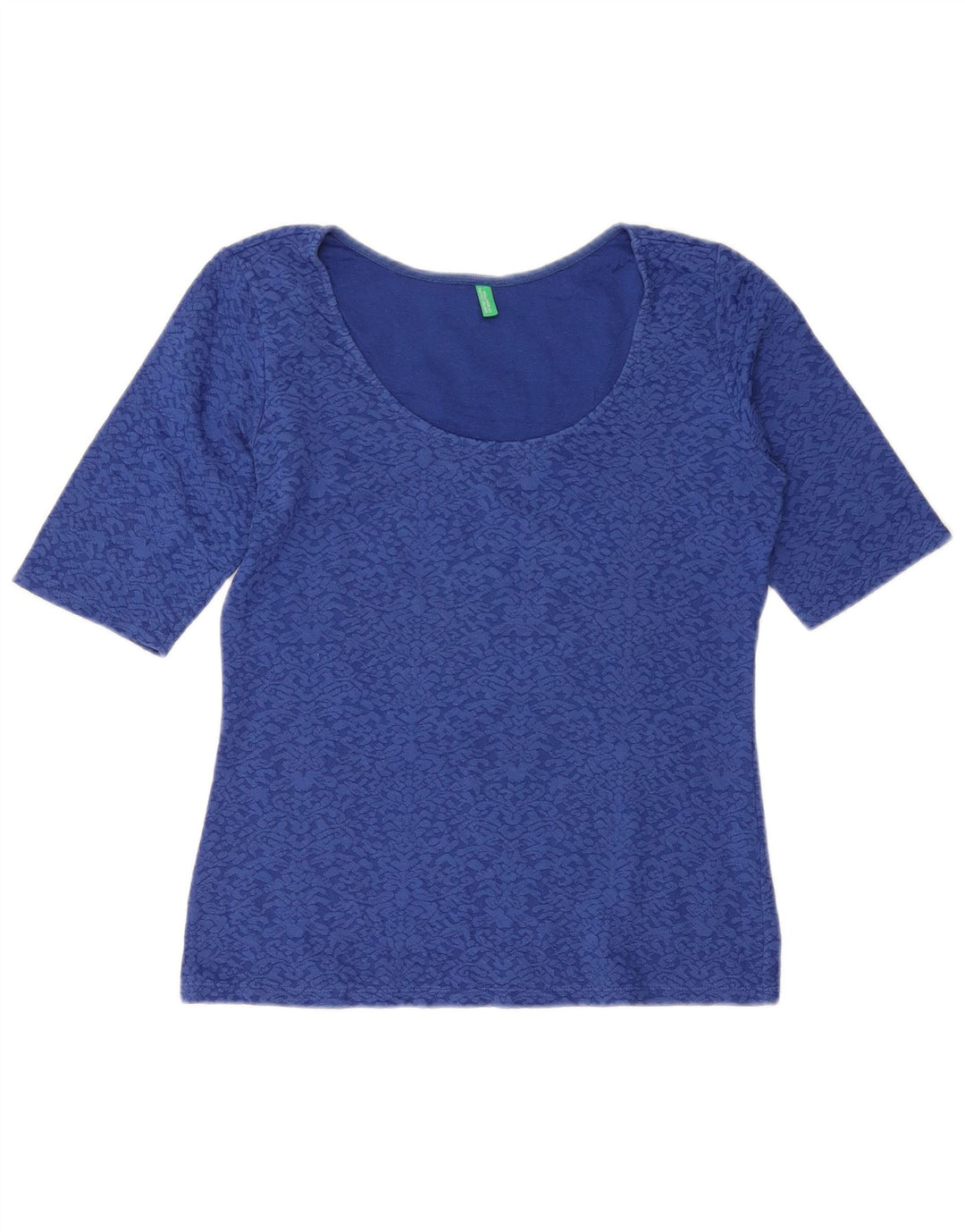 BENETTON Damen-Blusenoberteil UK 12 Mittelblaue Paisley-Baumwolle