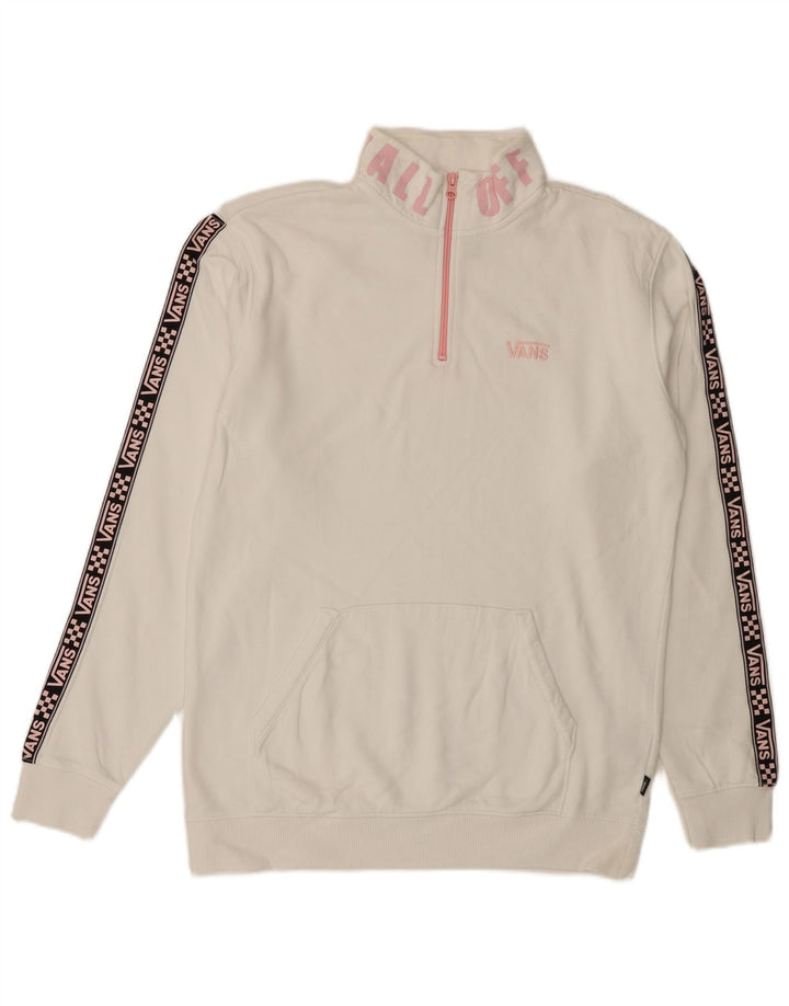 VANS Herren-Sweatshirt mit grafischem Reißverschluss, mittlerer weißer Baumwolle