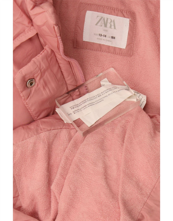 Zara Mädchen-Kapuzenjacke, gepolstert, 13–14 Jahre, rosa, Polyester