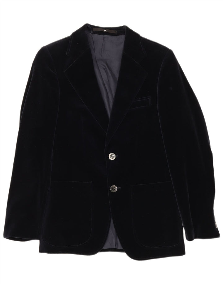 C&A Damen-Blazer mit 2 Knöpfen, Größe IT 42, mittelmarineblaue Baumwolle