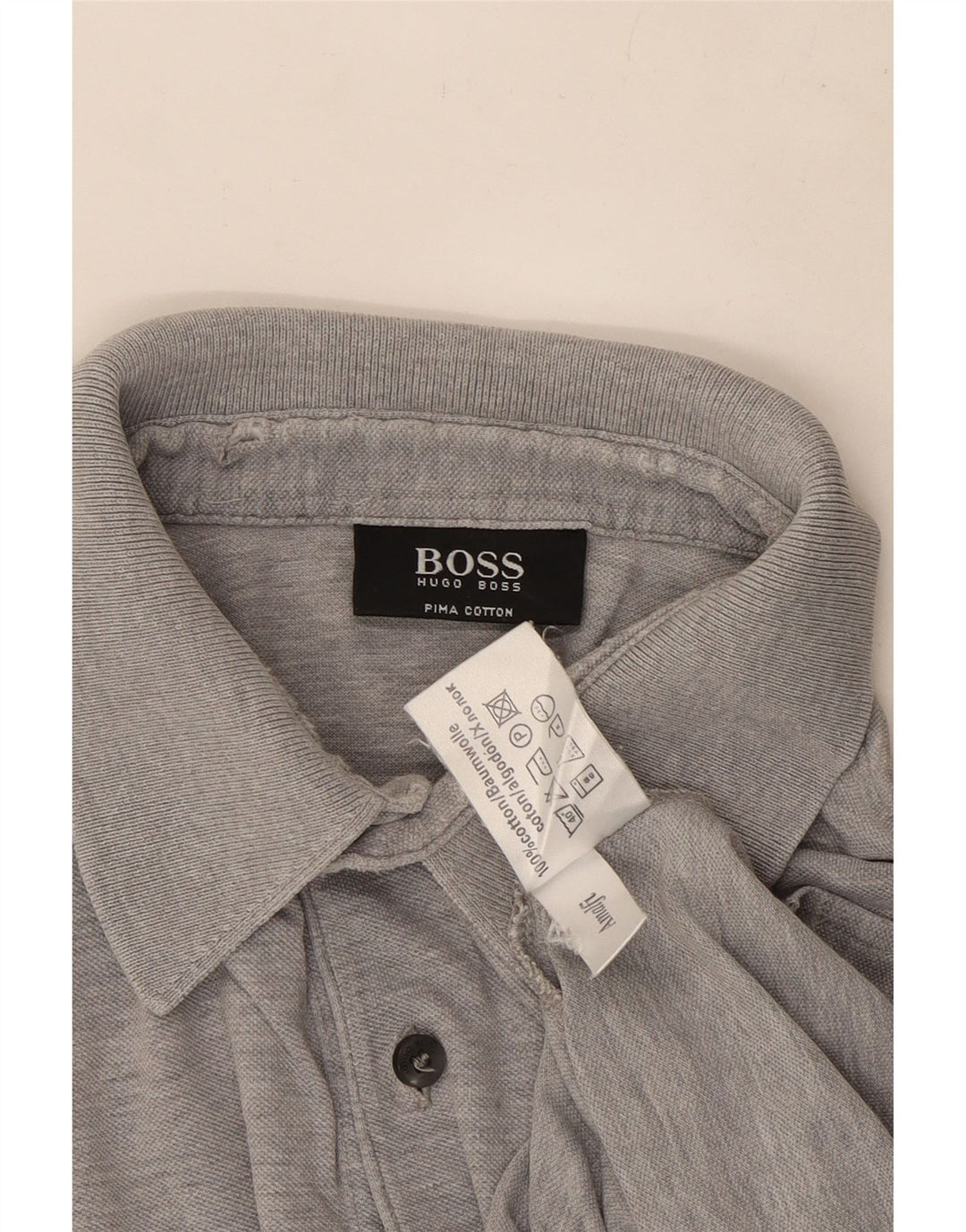 Hugo Boss Herren-Poloshirt aus mittelgrau gefleckter Baumwolle