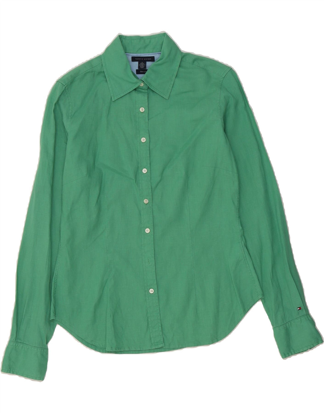 TOMMY HILFIGER Womens Shirt US 6 Medium Green Linen Vintage Tommy Hilfiger and Second-Hand Tommy Hilfiger from Messina Hembry 