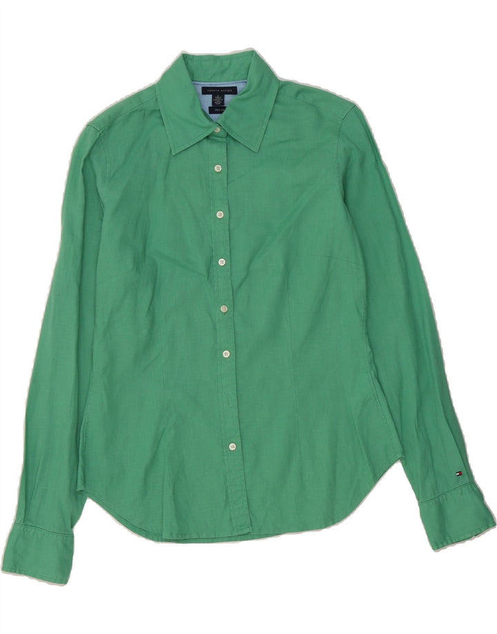 TOMMY HILFIGER Womens Shirt US 6 Medium Green Linen Vintage Tommy Hilfiger and Second-Hand Tommy Hilfiger from Messina Hembry 
