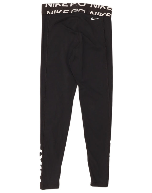 NIKE Womens Dri Fit Graphic Leggings UK 12 Mittelschwarzes Polyester