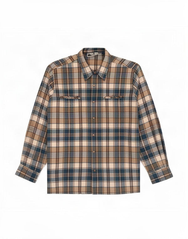 Vintage Herren Flanellhemd Größe 41/42 Große blau karierte Wolle