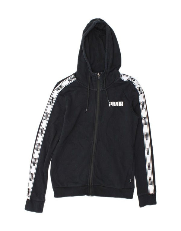 Puma Womens Graphic Zip Hoodie Pullover UK 6 XS Marineblau Farbblock