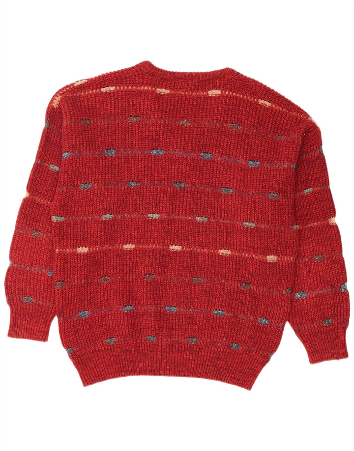 FIUME Herren-Pullover mit V-Ausschnitt, Größe 52, groß, burgunderrot, gestreift, Wolle