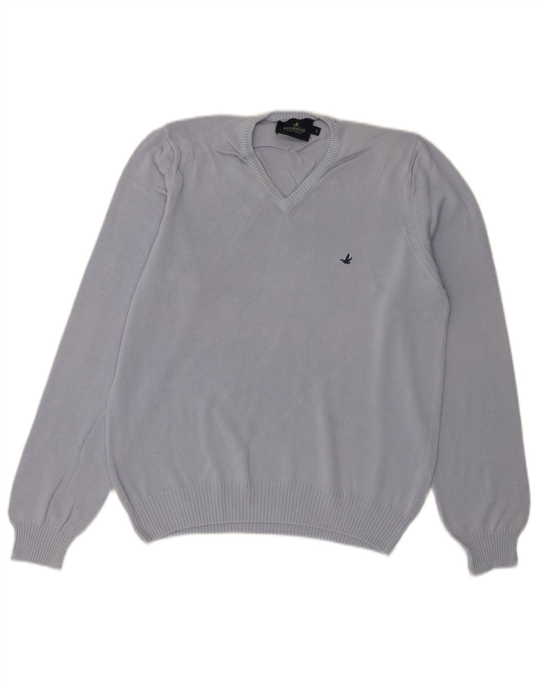 Brooksfield Damen-Pullover mit V-Ausschnitt IT 48 XL Blaue Baumwolle