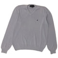 Brooksfield Damen-Pullover mit V-Ausschnitt IT 48 XL Blaue Baumwolle