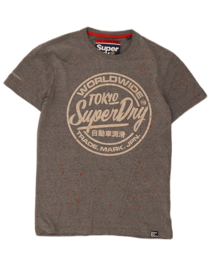 Superdry Herren-T-Shirt mit Grafik, Größe S, grau gepunktete Baumwolle