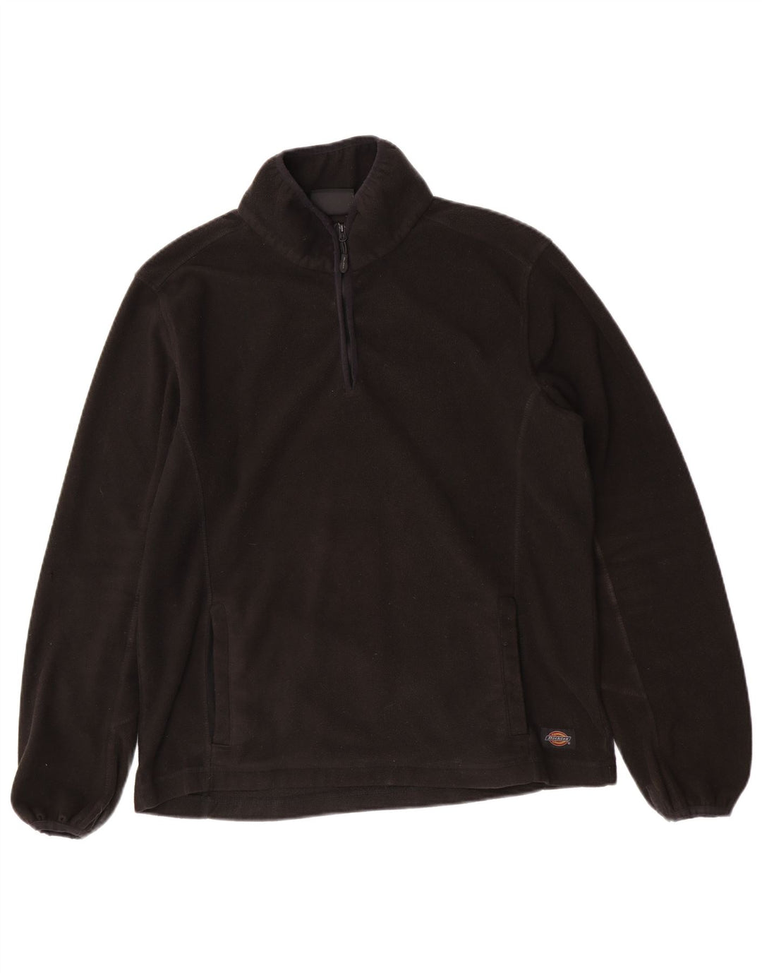 Dickies Herren-Fleecepullover mit Reißverschluss am Hals, groß, aus schwarzem Polyester